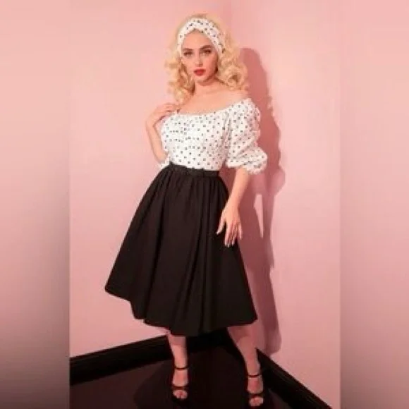 Vixen by Micheline Pitt Blue Polka Dot Swing Dress - Picture 5 of 10